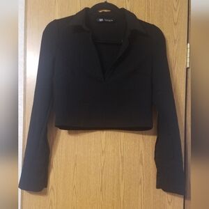 Zara Black Cropped Top Size Small
